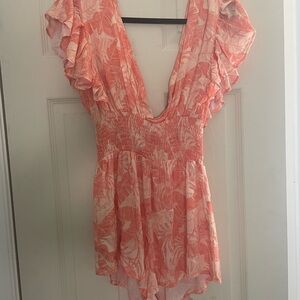 Tiare Hawaii Coral Floral Romper/Cover Up
